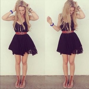 Beautiful black lace inset slip dress